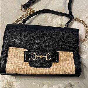 Anne Klein Black and Tan Shoulder Bag